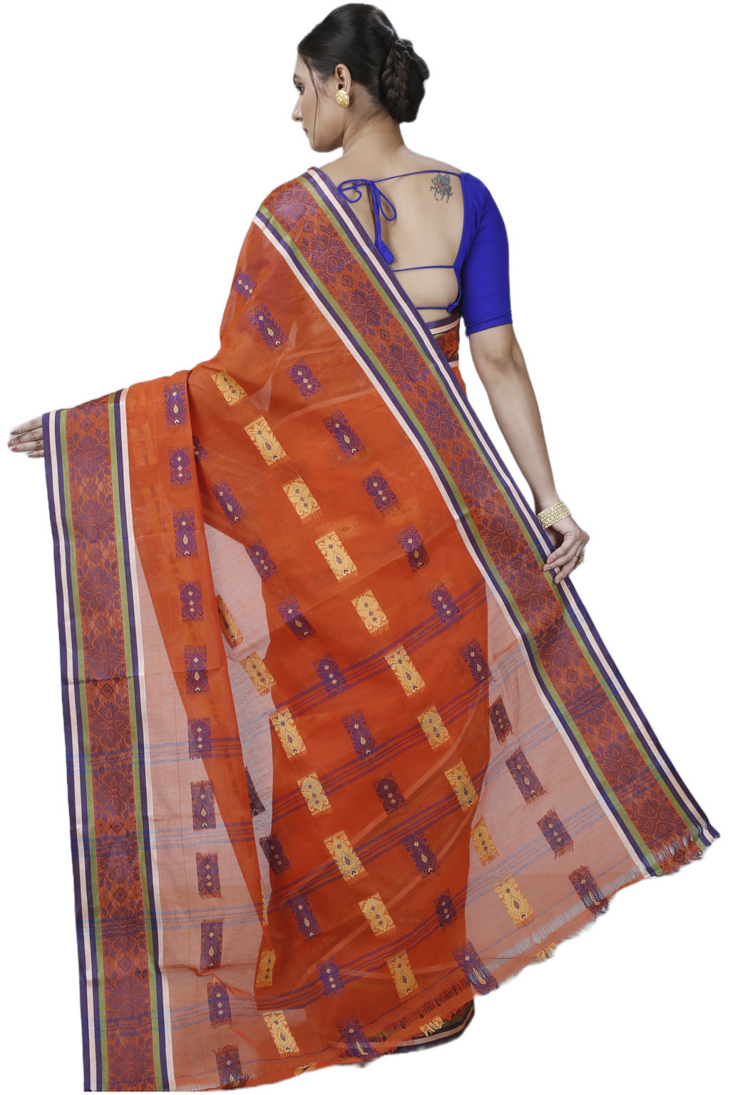 Orange Pure Cotton Uditi Tant Saree (1228)